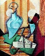 Juan Gris flaska och glas oil painting